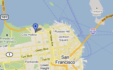 Map to drop-off location: Simply Cuts, 2335 Chestnut Street, San Francisco, CA 94123